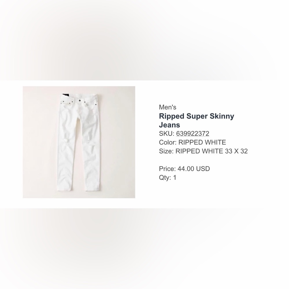 Abercrombie Ripped Super White Jeans